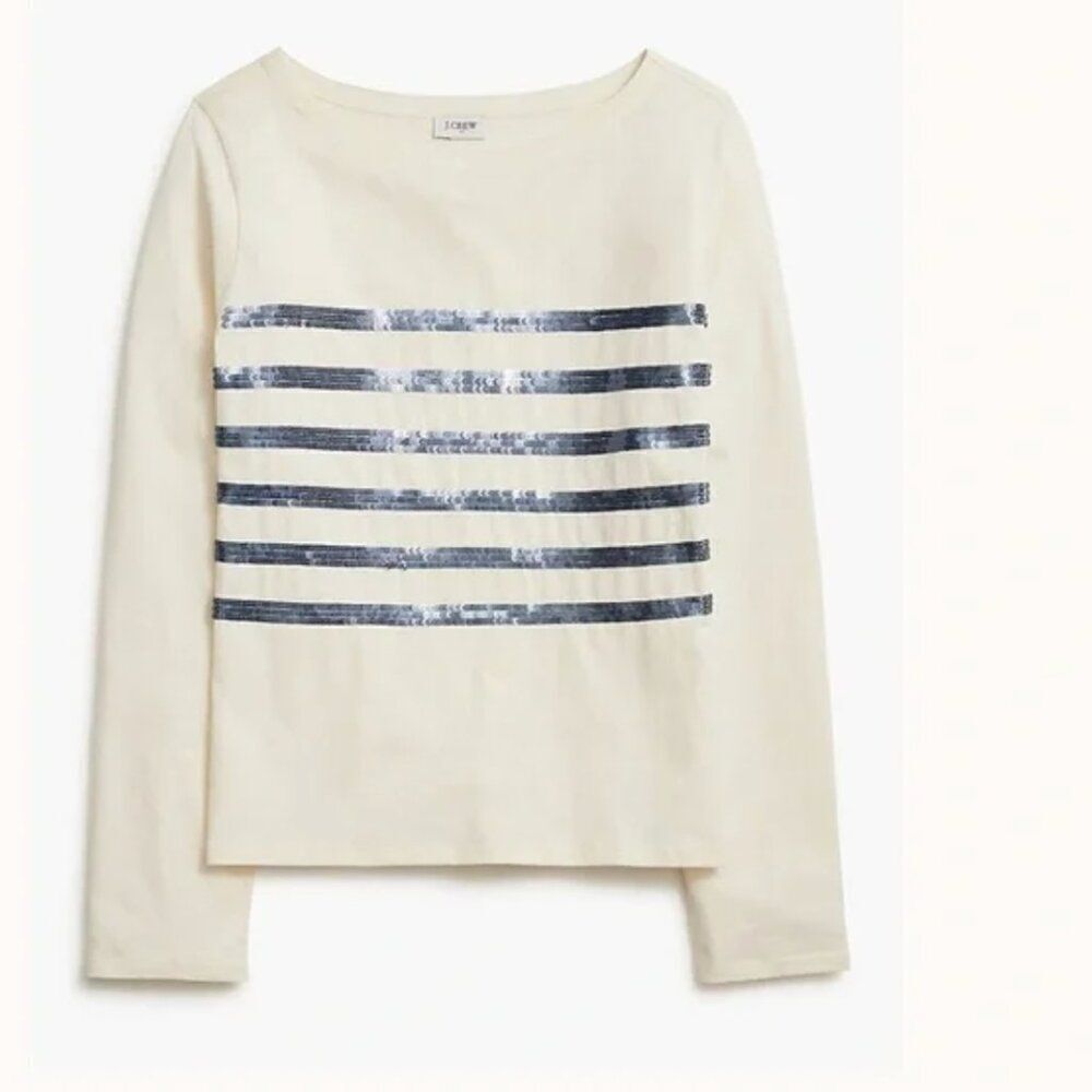 J. Crew Factory CG023 Striped Sequin Long-sleeve Tee NWT size S